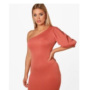 Dusty Rose pink one shoulder dress